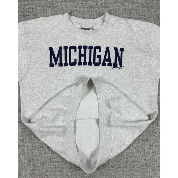 Michigan Wolverines Sweatshirt Mens Large Gray NCAA College Football Lee USA 90s - Picture 6 of 12